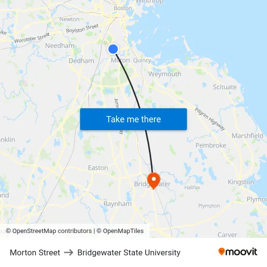 Morton Street to Bridgewater State University map