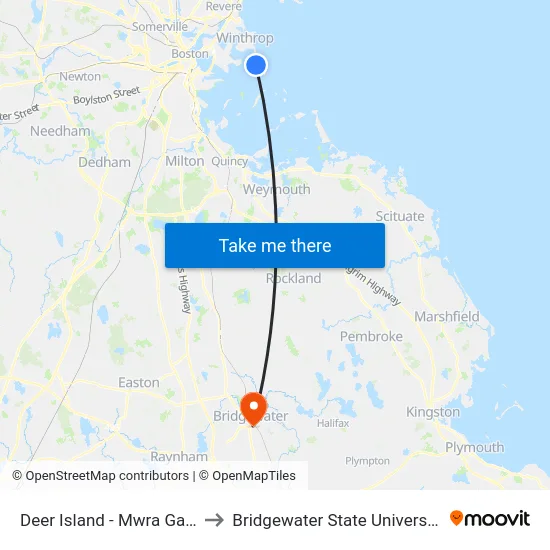 Deer Island - Mwra Gate to Bridgewater State University map