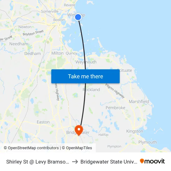 Shirley St @ Levy Bramson Way to Bridgewater State University map