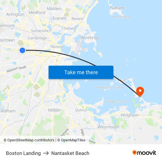 Boston Landing to Nantasket Beach map
