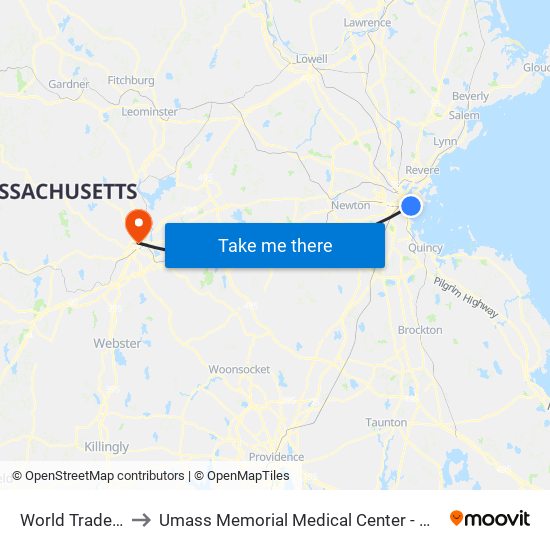 World Trade Center to Umass Memorial Medical Center - Memorial Campus map