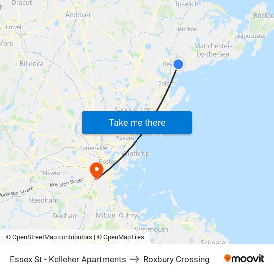 Essex St - Kelleher Apartments to Roxbury Crossing map