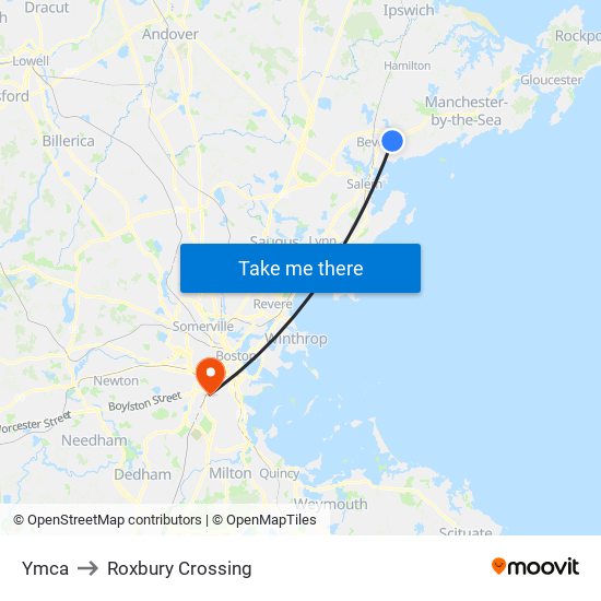 Ymca to Roxbury Crossing map
