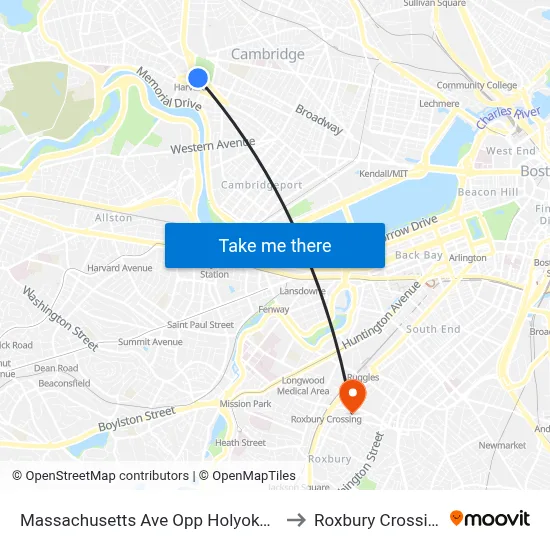 Massachusetts Ave Opp Holyoke St to Roxbury Crossing map