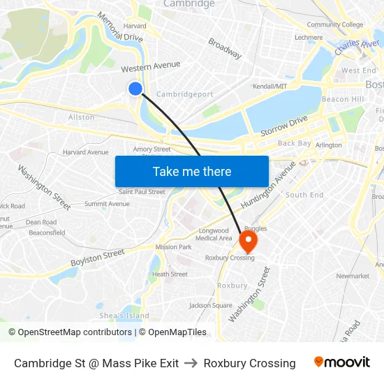 Cambridge St @ Mass Pike Exit to Roxbury Crossing map