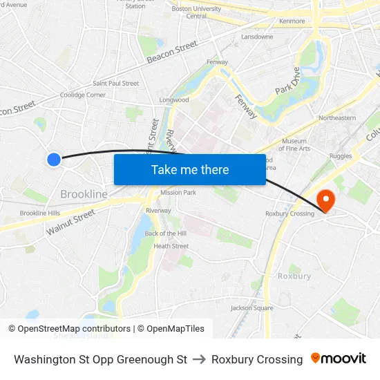 Washington St Opp Greenough St to Roxbury Crossing map