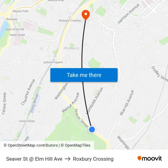 Seaver St @ Elm Hill Ave to Roxbury Crossing map