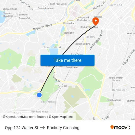 Opp 174 Walter St to Roxbury Crossing map