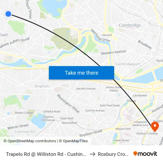 Trapelo Rd @ Williston Rd - Cushing Square to Roxbury Crossing map