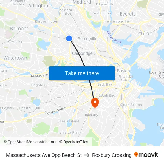 Massachusetts Ave Opp Beech St to Roxbury Crossing map