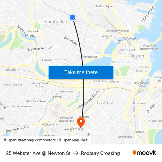 25 Webster Ave @ Newton St to Roxbury Crossing map