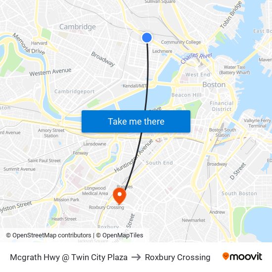 Mcgrath Hwy @ Twin City Plaza to Roxbury Crossing map