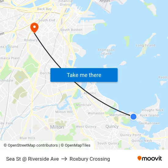 Sea St @ Riverside Ave to Roxbury Crossing map