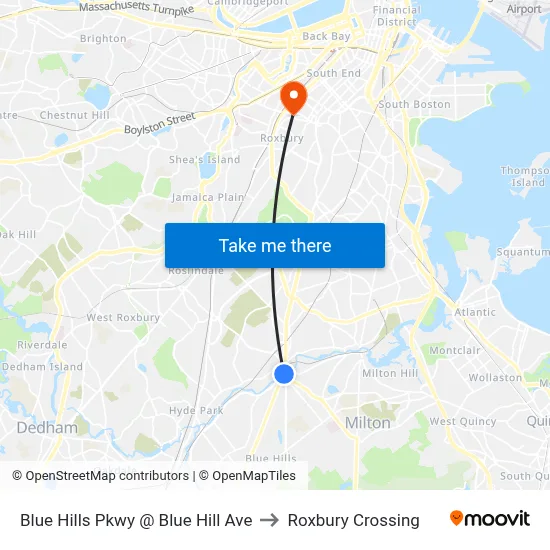 Blue Hills Pkwy @ Blue Hill Ave to Roxbury Crossing map