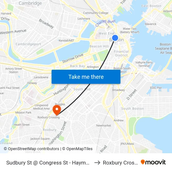 Sudbury St @ Congress St - Haymarket Sta to Roxbury Crossing map