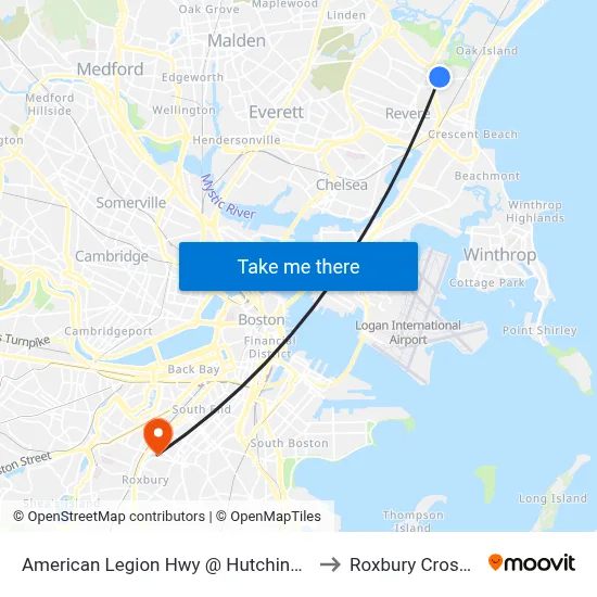 American Legion Hwy @ Hutchinson St to Roxbury Crossing map