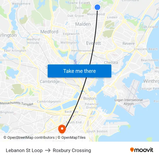 Lebanon St Loop to Roxbury Crossing map