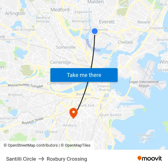 Santilli Circle to Roxbury Crossing map