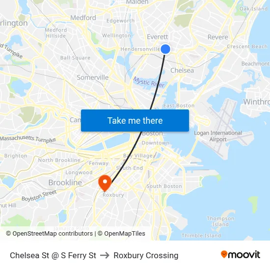 Chelsea St @ S Ferry St to Roxbury Crossing map