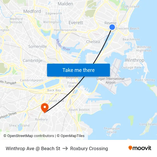 Winthrop Ave @ Beach St to Roxbury Crossing map