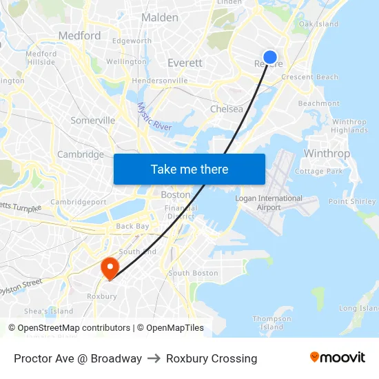 Proctor Ave @ Broadway to Roxbury Crossing map