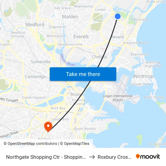 Northgate Shopping Ctr - Shopping Mall to Roxbury Crossing map