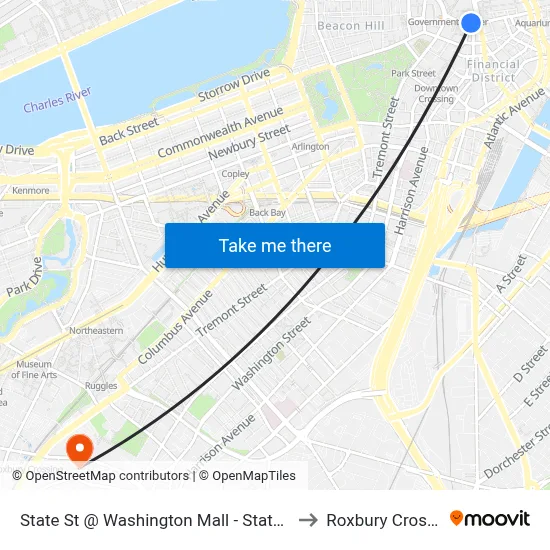 State St @ Washington Mall - State St Sta to Roxbury Crossing map