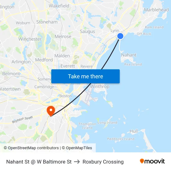 Nahant St @ W Baltimore St to Roxbury Crossing map