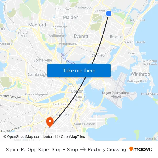 Squire Rd Opp Super Stop + Shop to Roxbury Crossing map