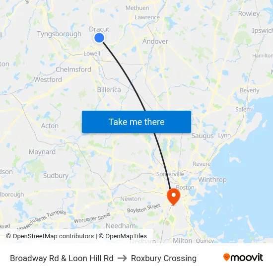 Broadway Rd & Loon Hill Rd to Roxbury Crossing map