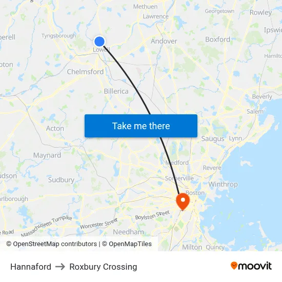 Hannaford to Roxbury Crossing map