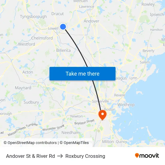Andover St & River Rd to Roxbury Crossing map