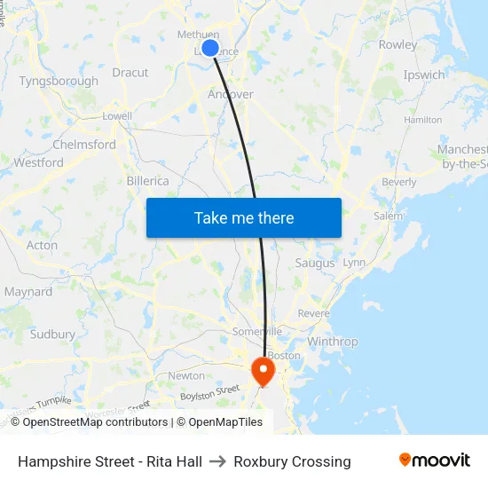Hampshire Street - Rita Hall to Roxbury Crossing map