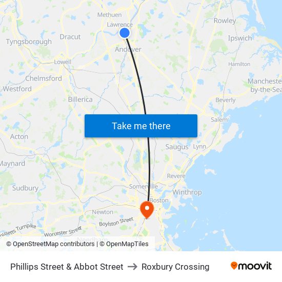 Phillips Street & Abbot Street to Roxbury Crossing map