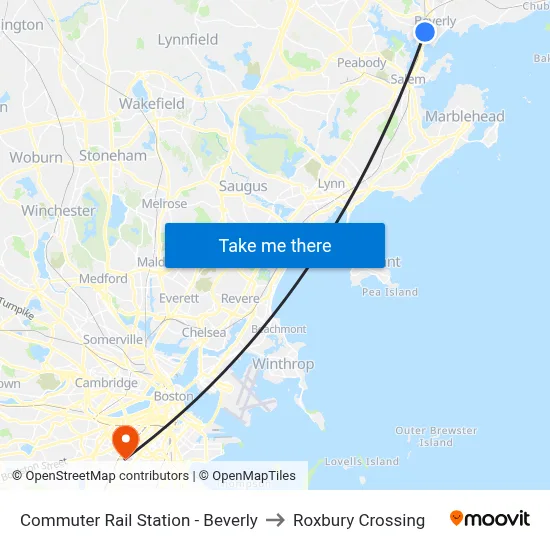 Commuter Rail Station - Beverly to Roxbury Crossing map