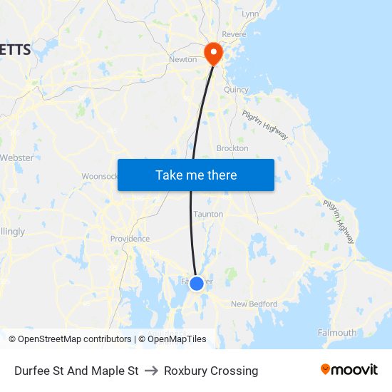 Durfee St And Maple St to Roxbury Crossing map