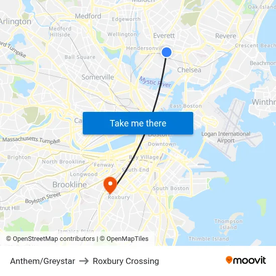 Anthem/Greystar to Roxbury Crossing map