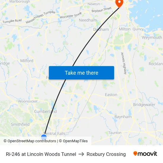 Ri-246 at Lincoln Woods Tunnel to Roxbury Crossing map