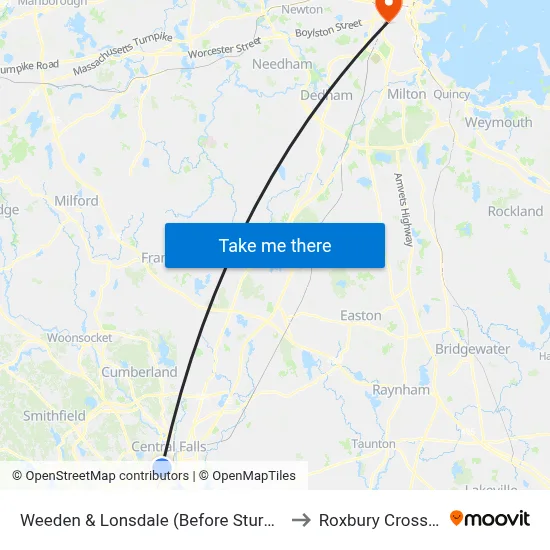 Weeden & Lonsdale (Before Sturman) to Roxbury Crossing map