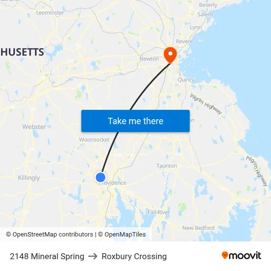 2148 Mineral Spring to Roxbury Crossing map