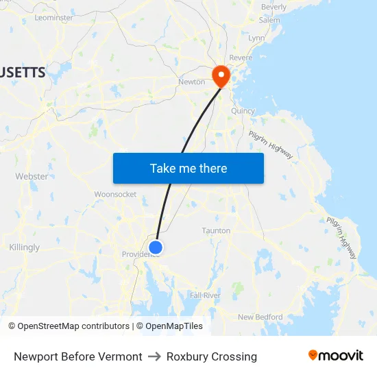 Newport Before Vermont to Roxbury Crossing map