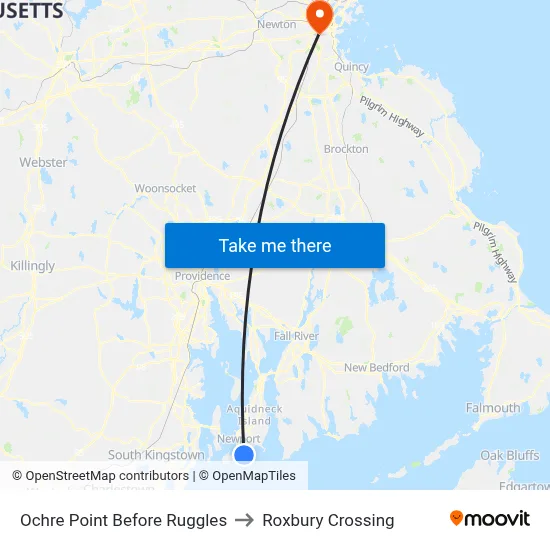 Ochre Point Before Ruggles to Roxbury Crossing map