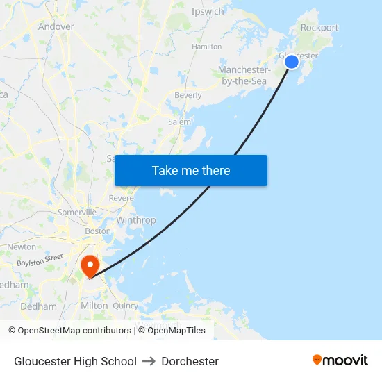 Gloucester High School to Dorchester map