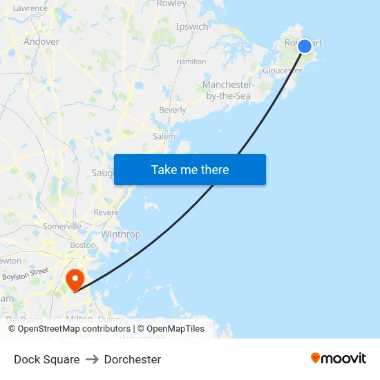 Dock Square to Dorchester map