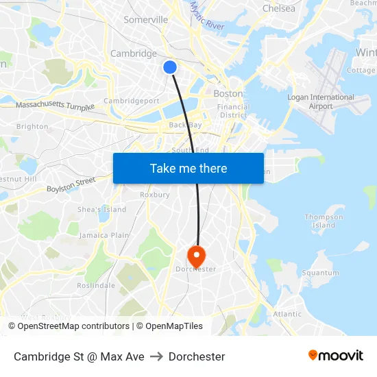 Cambridge St @ Max Ave to Dorchester map