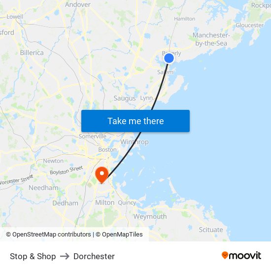 Stop & Shop to Dorchester map