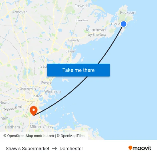 Shaw's Supermarket to Dorchester map