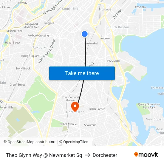 Theo Glynn Way @ Newmarket Sq to Dorchester map