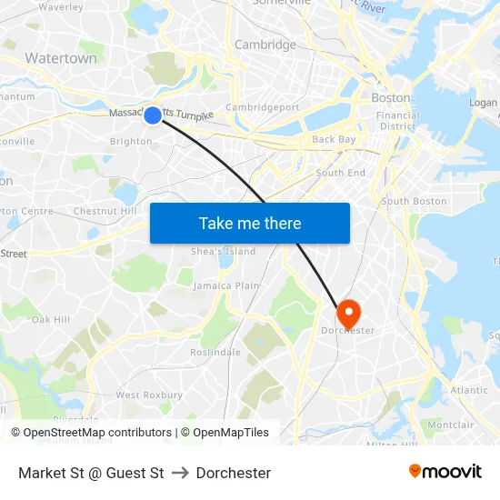 Market St @ Guest St to Dorchester map