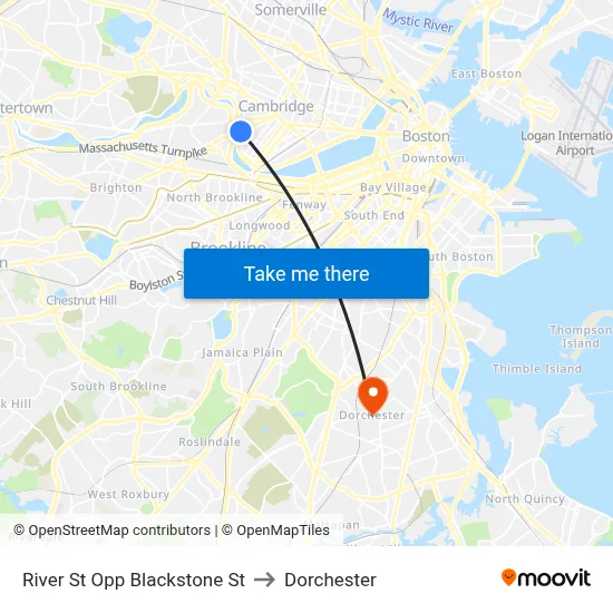 River St Opp Blackstone St to Dorchester map